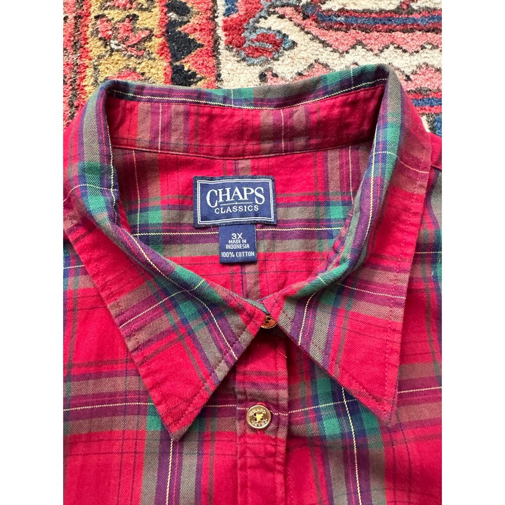 Chaps Ralph Lauren Women’s Button Down Holiday Plaid Shirt Size 3XL - Picture 2 of 7
